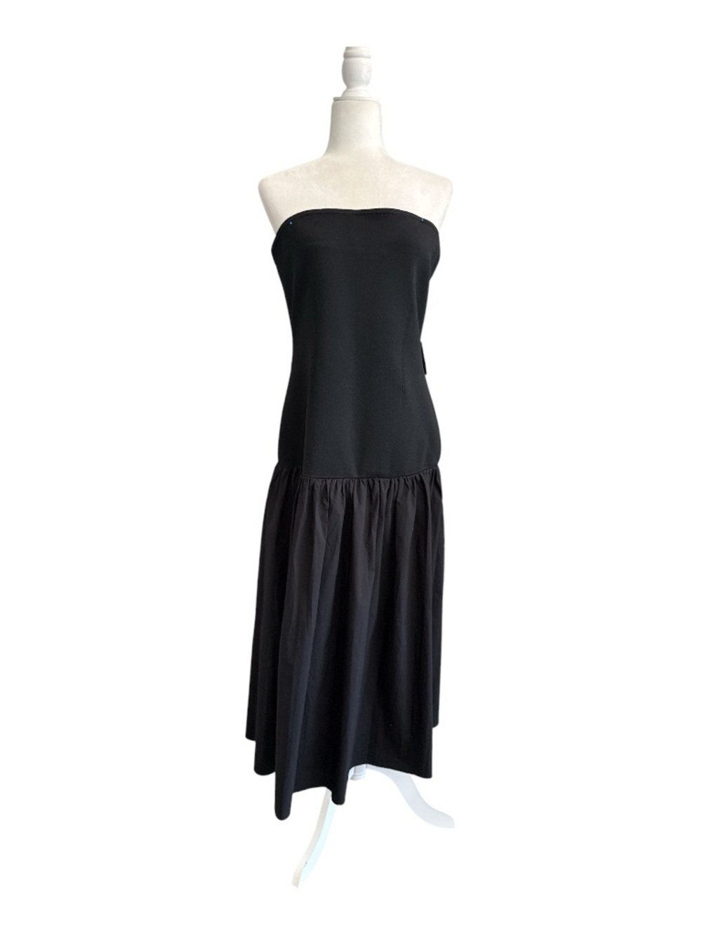 NWT Express Black Strapless Drop Waist Midi Dress With Full Gathered Skirt Size - Picture 3 of 8